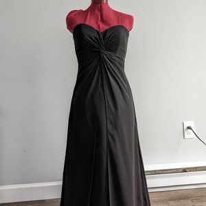 Black strapless bridesmaid, prom dress